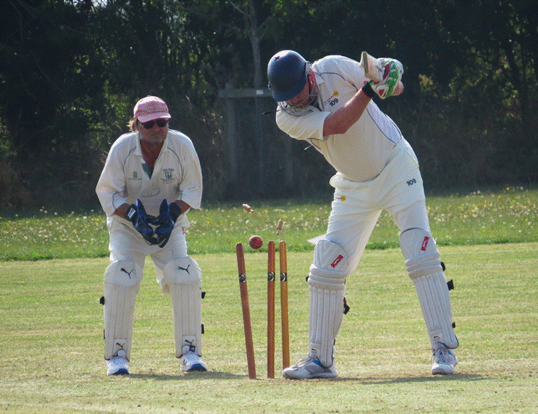 A person playing cricket on a field

Description automatically generated